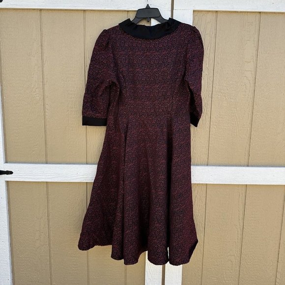 New Hearts and Roses Goth Steampunk Dress Red Floral Black Fit & Flare Size 10 - Picture 3 of 7